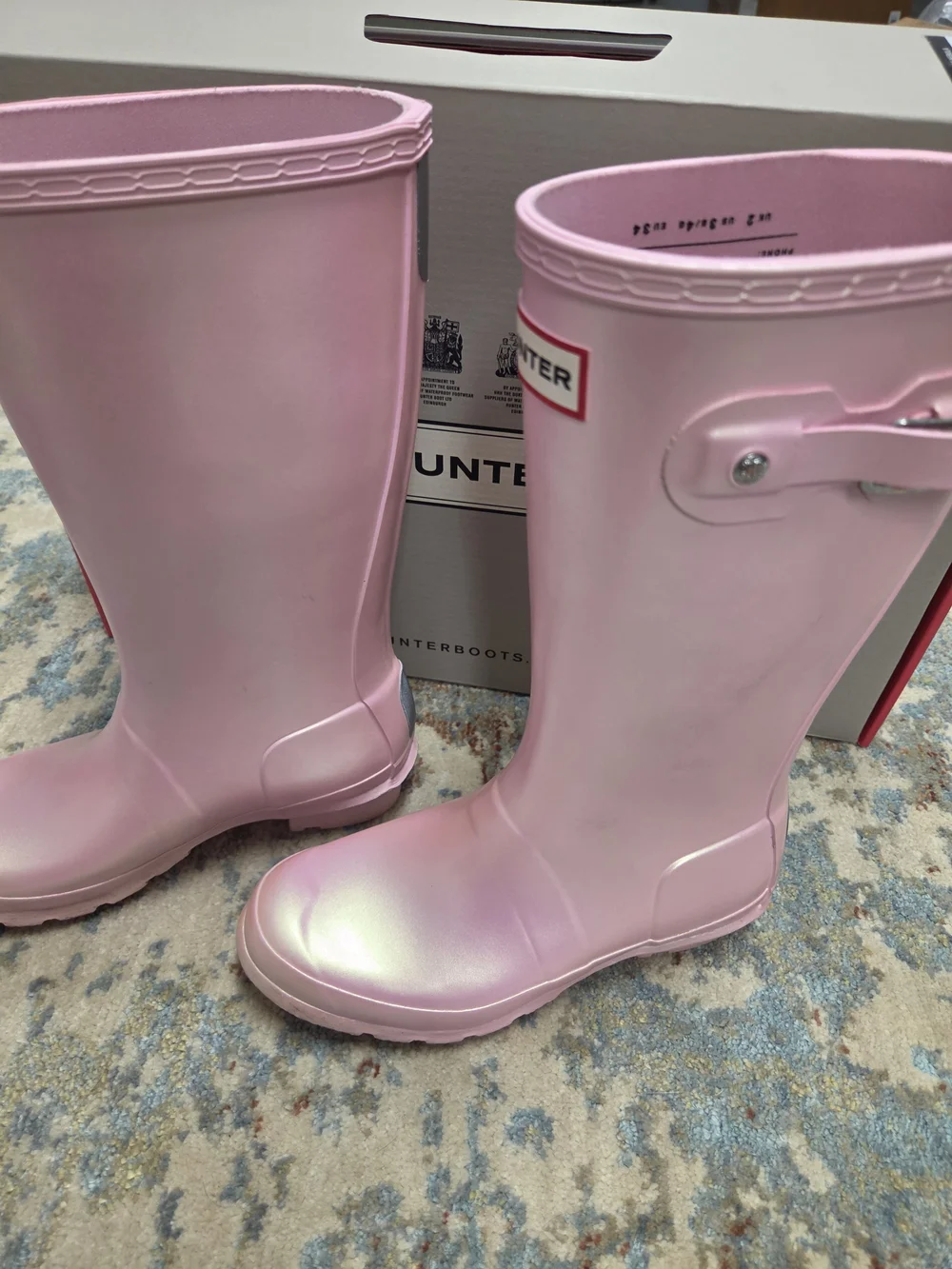 Hunter Pink Glossy Girl's Mid Rain Boots